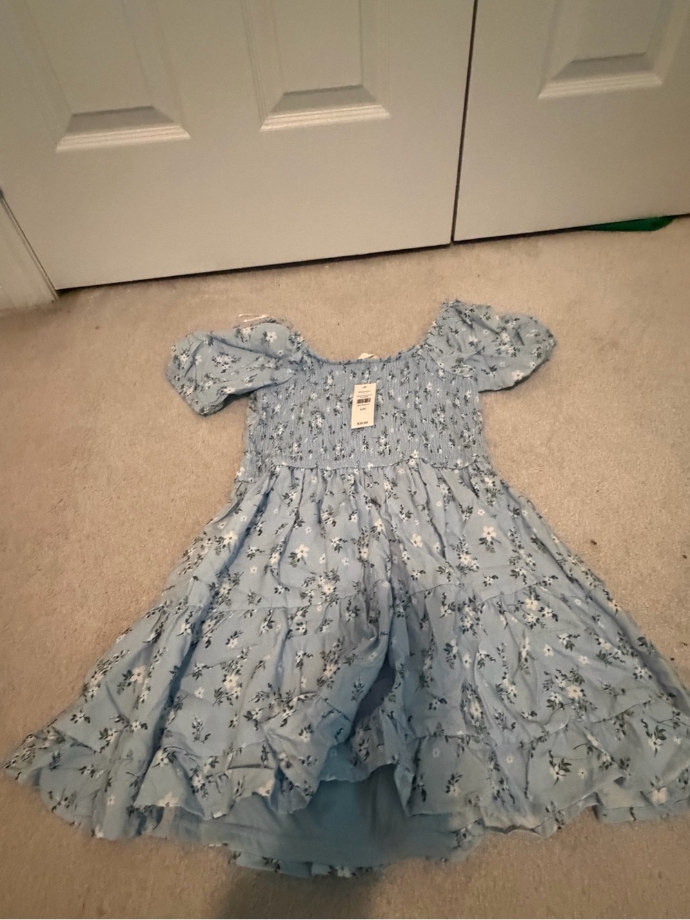 Bluenotes Light Blue Floral Smocked Midi Dress